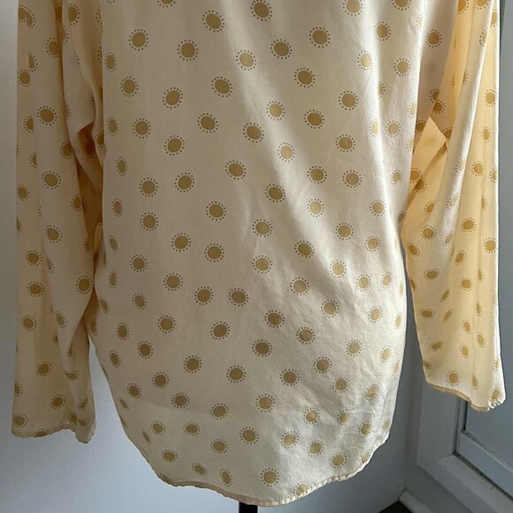 Alfred Sung Vintage Butter Pure Silk Wrap Blouse with Sunburst Dots – US 12 - Picture 8 of 12